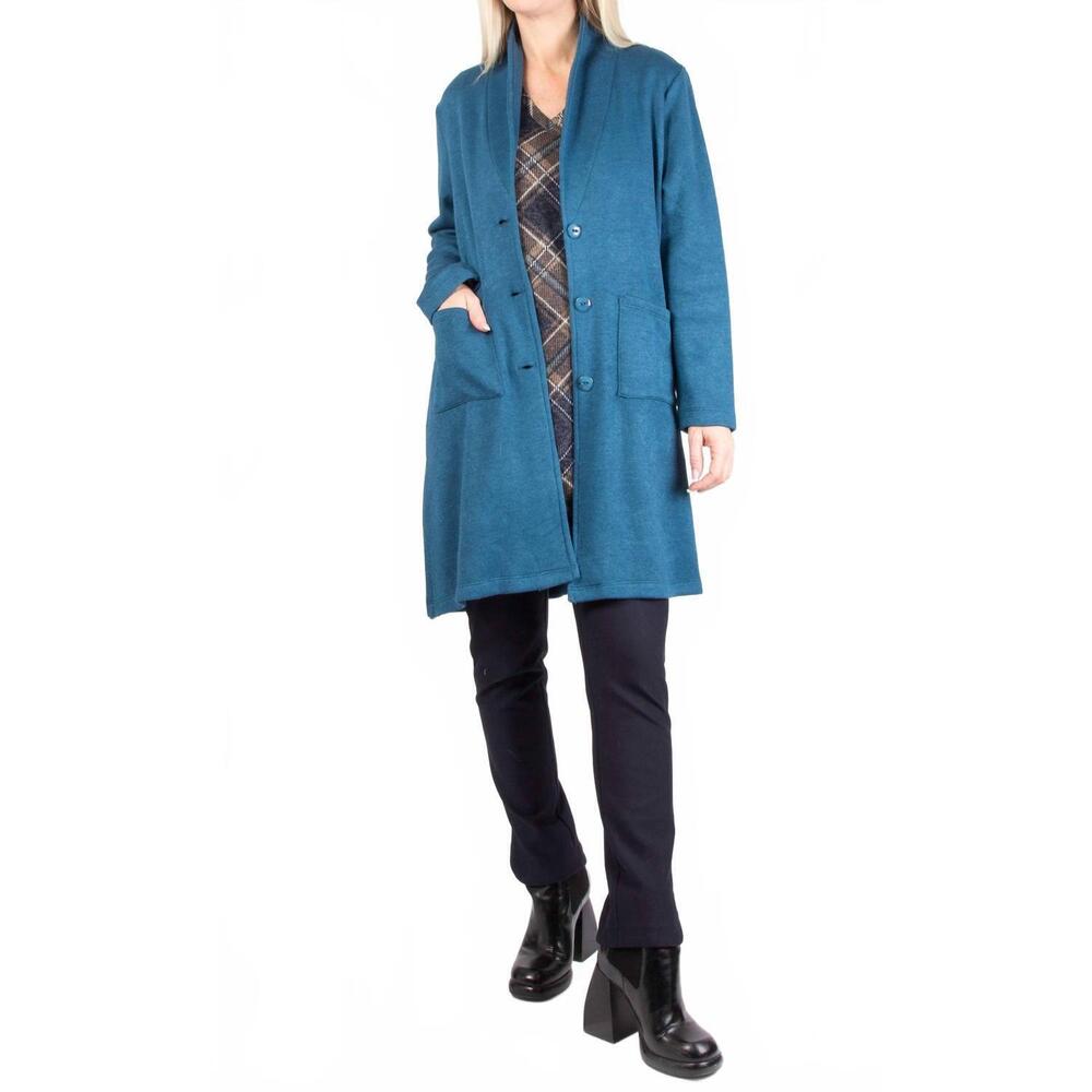 NEW PURE ESSENCE button front cardigan - plus in teal